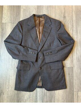 VINTAGE Hunter Haig Blazer Size 40 Gray Wool Suit Jacket 2 Button Kentucky Derby